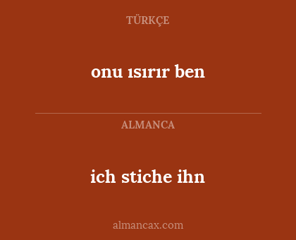 ich stiche ihn - onu ısırır ben