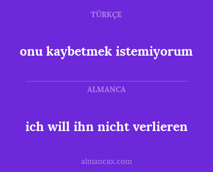 ich will ihn nicht verlieren - onu kaybetmek istemiyorum