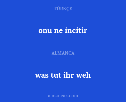 onu ne incitir - was tut ihr weh