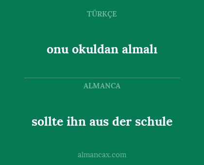 onu okuldan almalı - sollte ihn aus der schule