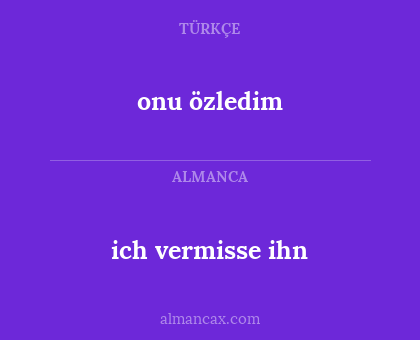 ich vermisse ihn - onu özledim