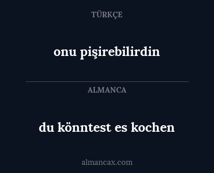 onu pişirebilirdin - du könntest es kochen