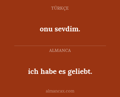 onu sevdim. - ich habe es geliebt.