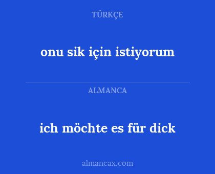 ich möchte es für dick - onu sik için istiyorum
