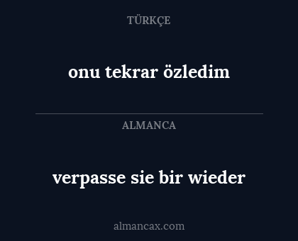 verpasse sie bir wieder - onu tekrar özledim