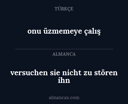 onu üzmemeye çalış - versuchen sie nicht zu stören ihn