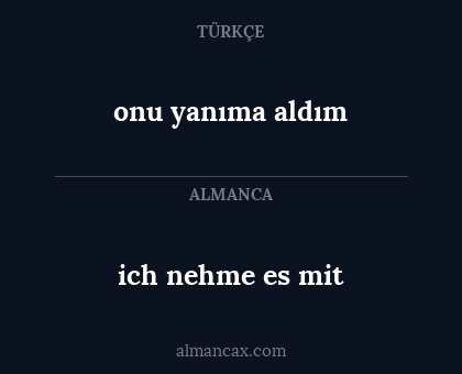 ich nehme es mit - onu yanıma aldım