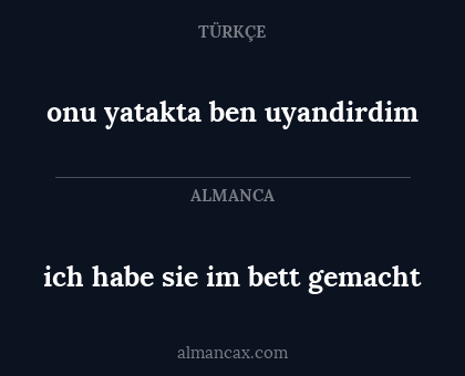 ich habe sie im bett gemacht - onu yatakta ben uyandirdim