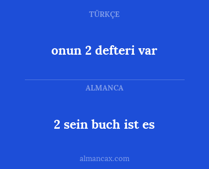2 sein buch ist es - onun 2 defteri var