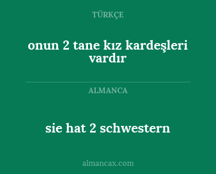 sie hat 2 schwestern - onun 2 tane kız kardeşleri vardır