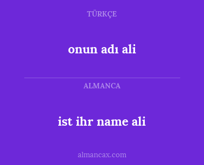 onun adı ali - ist ihr name ali