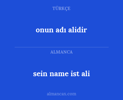 onun adı alidir - sein name ist ali
