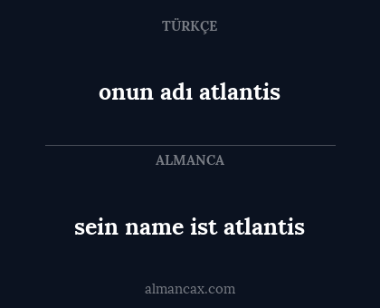 onun adı atlantis - sein name ist atlantis