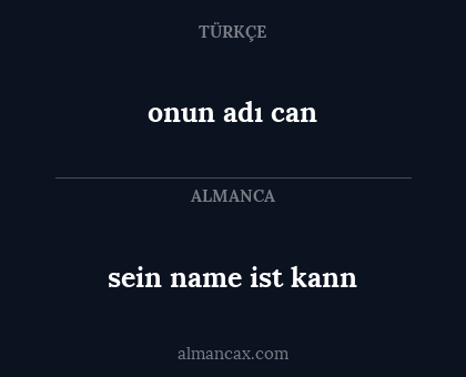 onun adı can - sein name ist kann