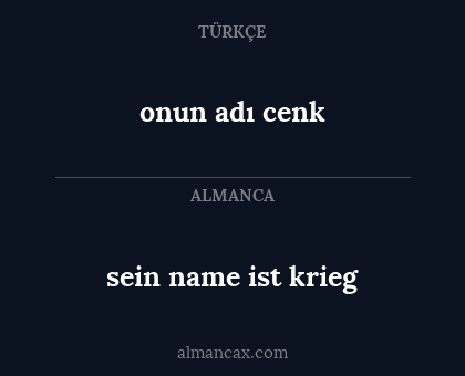 sein name ist krieg - onun adı cenk