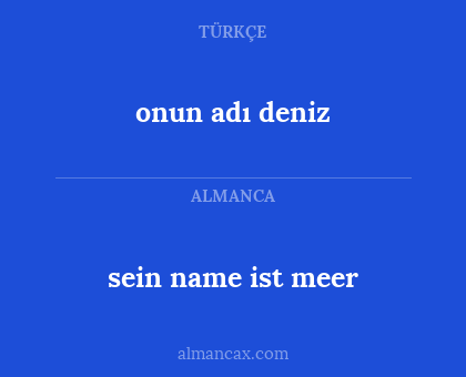 sein name ist meer - onun adı deniz
