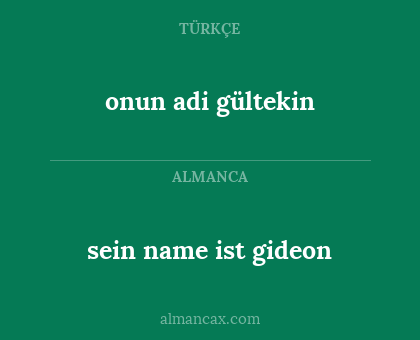 sein name ist gideon - onun adi gültekin