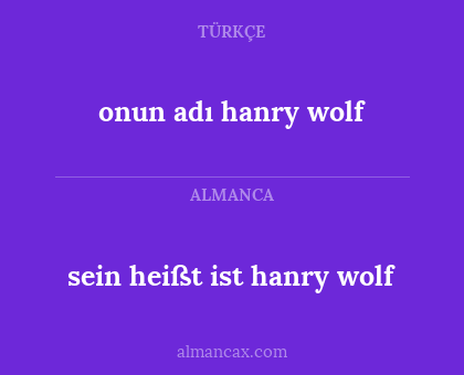 onun adı hanry wolf - sein heißt ist hanry wolf