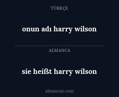 sie heißt harry wilson - onun adı harry wilson