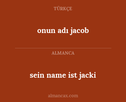 onun adı jacob - sein name ist jacki
