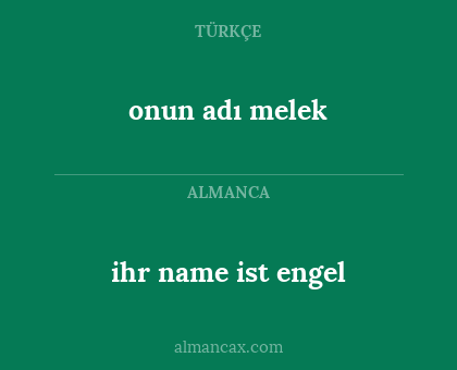 onun adı melek - ihr name ist engel