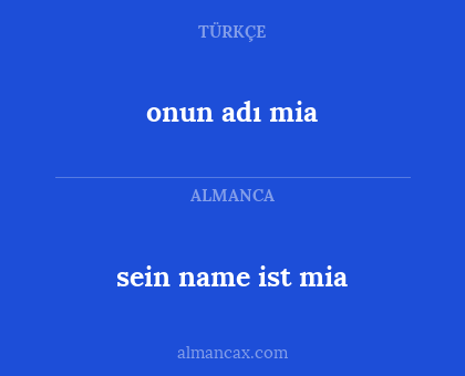 onun adı mia - sein name ist mia
