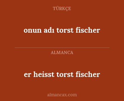 er heisst torst fischer - onun adı torst fischer