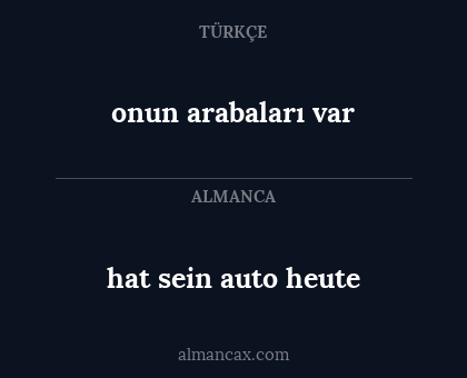 hat sein auto heute - onun arabaları var