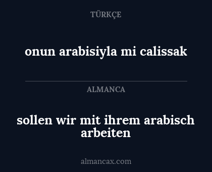 sollen wir mit ihrem arabisch arbeiten - onun arabisiyla mi calissak