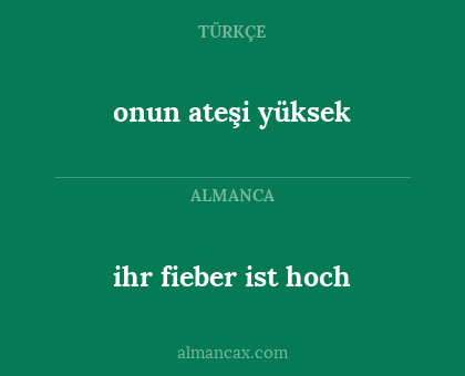 ihr fieber ist hoch - onun ateşi yüksek
