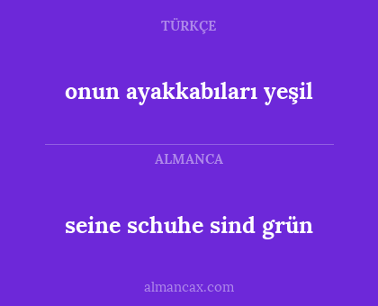 seine schuhe sind grün - onun ayakkabıları yeşil