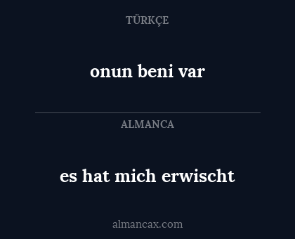 es hat mich erwischt - onun beni var