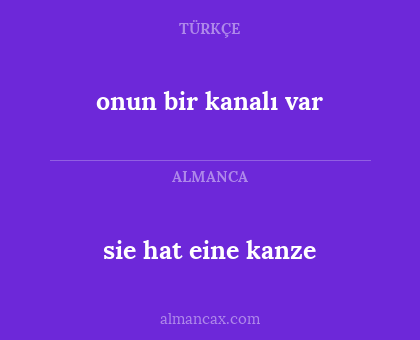 onun bir kanalı var - sie hat eine kanze