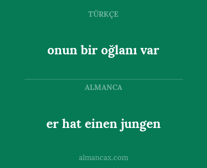 er hat einen jungen - onun bir oğlanı var