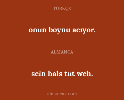 onun boynu acıyor. - sein hals tut weh.