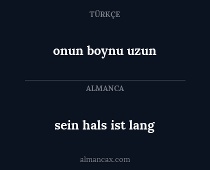onun boynu uzun - sein hals ist lang