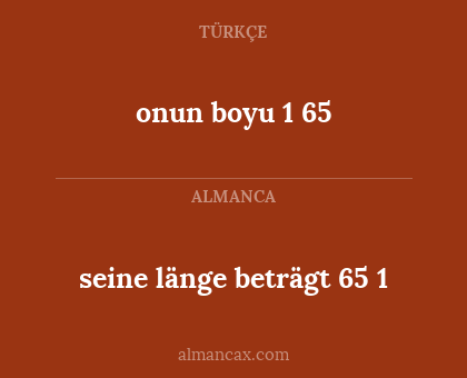 seine länge beträgt 65 1 - onun boyu 1 65