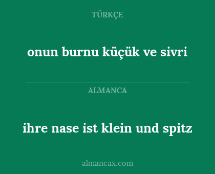 onun burnu küçük ve sivri - ihre nase ist klein und spitz