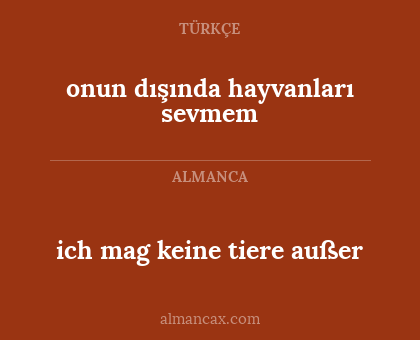 onun dışında hayvanları sevmem - ich mag keine tiere außer