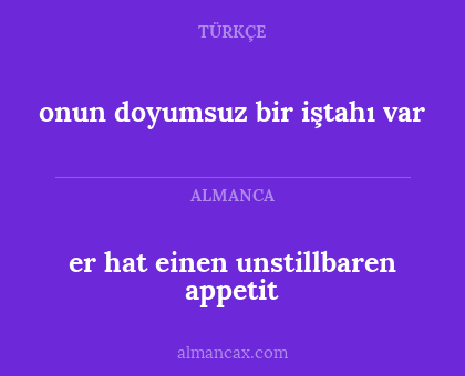 er hat einen unstillbaren appetit - onun doyumsuz bir iştahı var