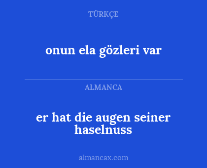 onun ela gözleri var - er hat die augen seiner haselnuss
