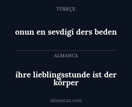 onun en sevdigi ders beden - ihre lieblingsstunde ist der körper