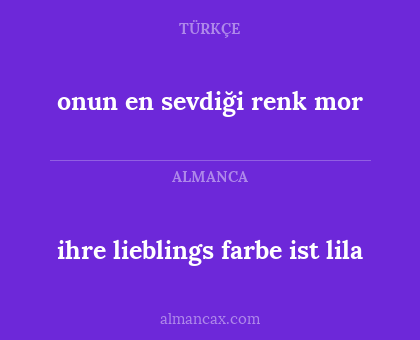 ihre lieblings farbe ist lila - onun en sevdiği renk mor