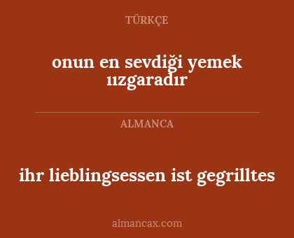 ihr lieblingsessen ist gegrilltes - onun en sevdiği yemek ıızgaradır