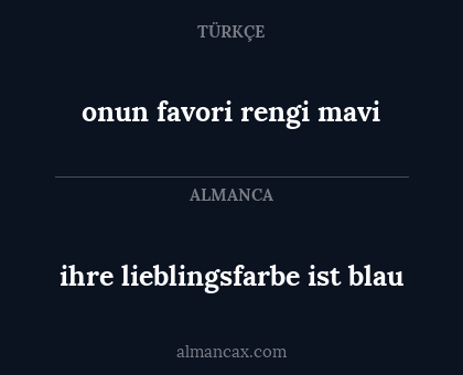 onun favori rengi mavi - ihre lieblingsfarbe ist blau