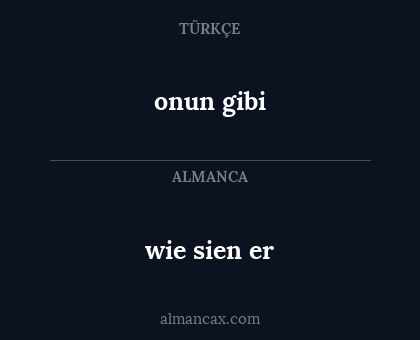 wie sien er - onun gibi