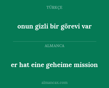 onun gizli bir görevi var - er hat eine geheime mission