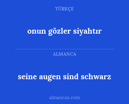 seine augen sind schwarz - onun gözler siyahtır