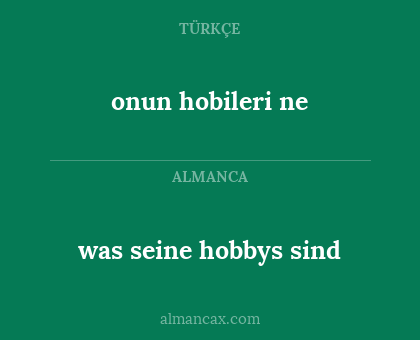 onun hobileri ne - was seine hobbys sind