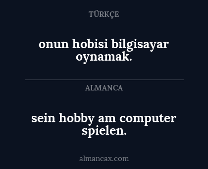 sein hobby am computer spielen. - onun hobisi bilgisayar oynamak.